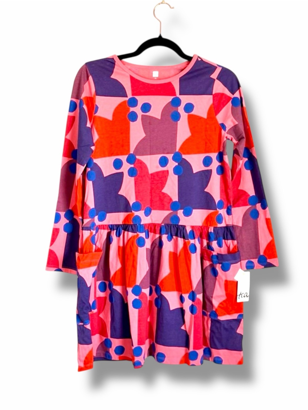 Tea Collection Girls Dress Size 16 NWT Long Sleeve Pocket Colorful Abstract